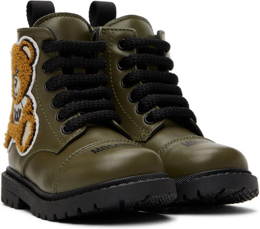 Moschino Baby Khaki Teddy Boots - Picture 3