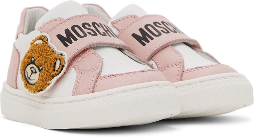 Moschino Baby White & Pink Teddy Sneakers - Picture 3