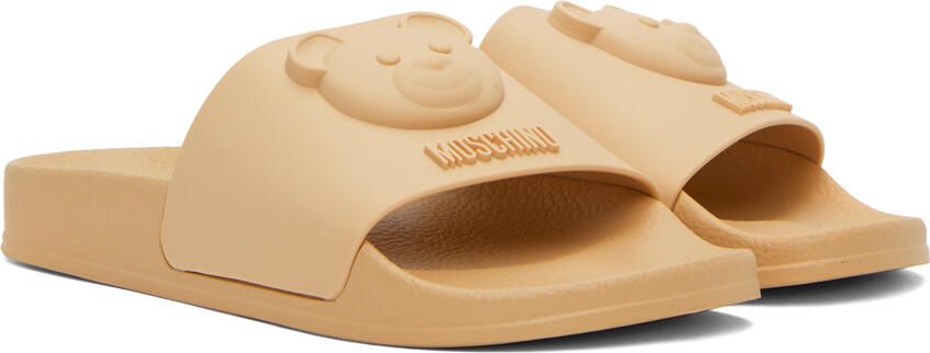 Moschino Beige Teddy Slides - Picture 2