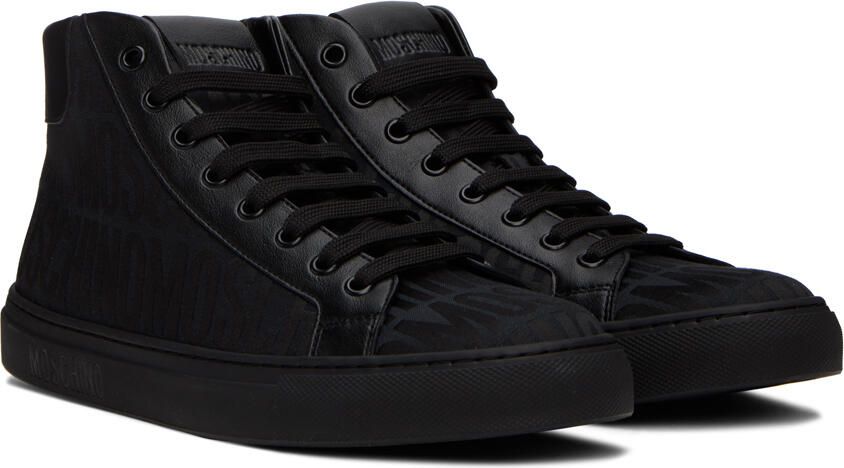 Moschino Black All-Over Logo Sneakers - Picture 2