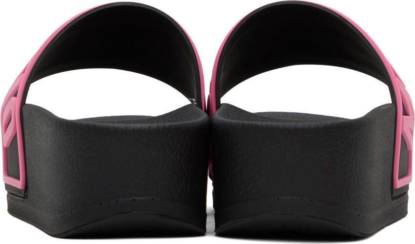 Moschino Black & Pink Platform Pool Slides