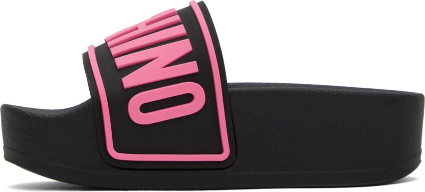 Moschino Black & Pink Platform Pool Slides - Picture 3