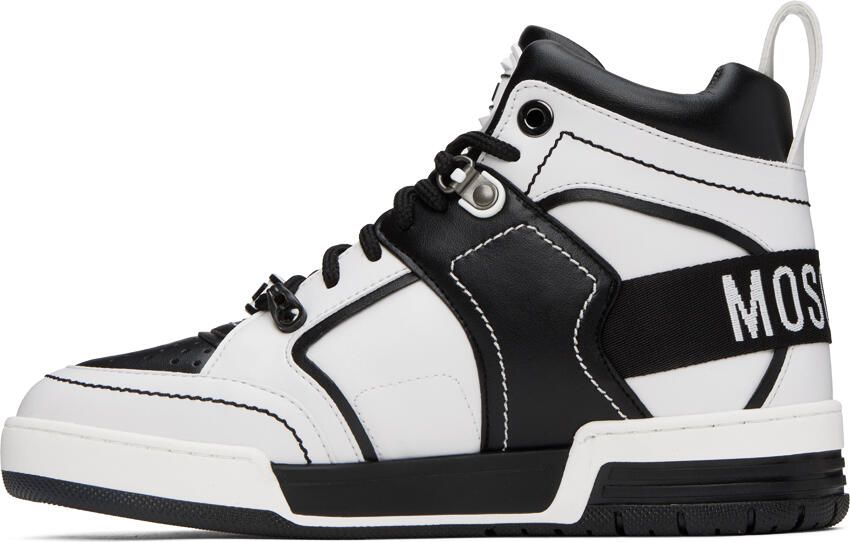 Moschino Black & White Streetball Asymmetrical Sneakers - Picture 3