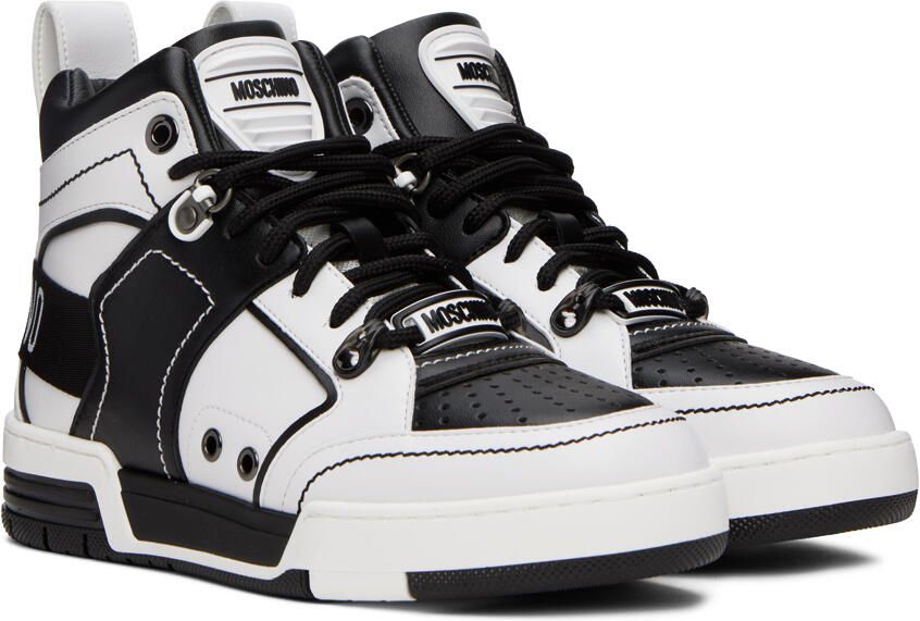 Moschino Black & White Streetball Asymmetrical Sneakers - Picture 2