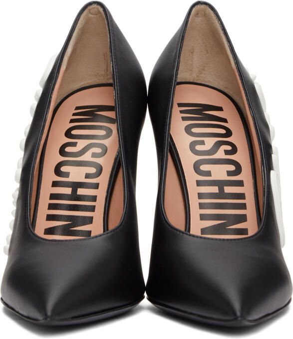 Moschino Black Calfskin Icing Logo Heels - Picture 3
