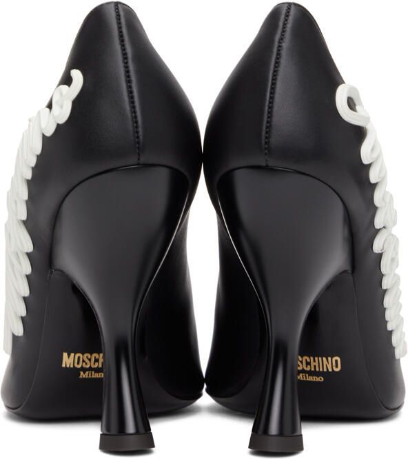 Moschino Black Calfskin Icing Logo Heels - Picture 4