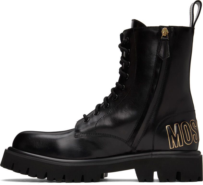 Moschino Black Combat Boots - Picture 2