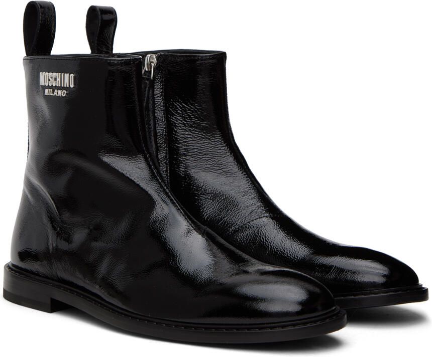 Moschino Black Crinkled Boots - Picture 2