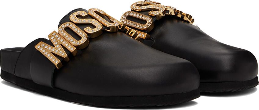 Moschino Black Crystal-Cut Loafers
