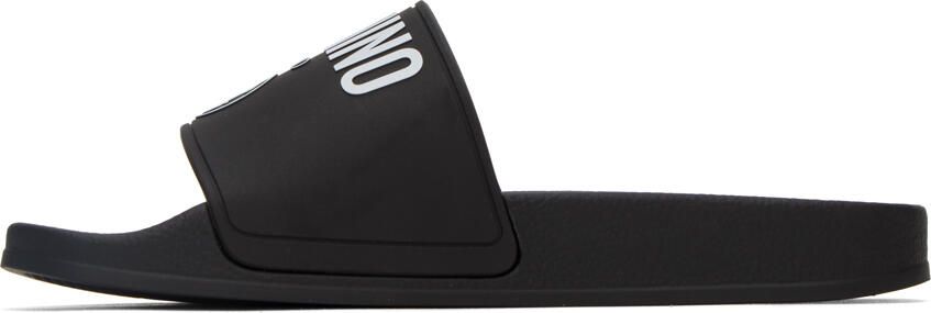 Moschino Black Double Smiley Slides - Picture 4