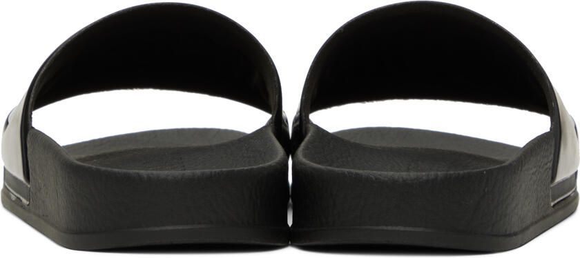 Moschino Black Embossed Slides