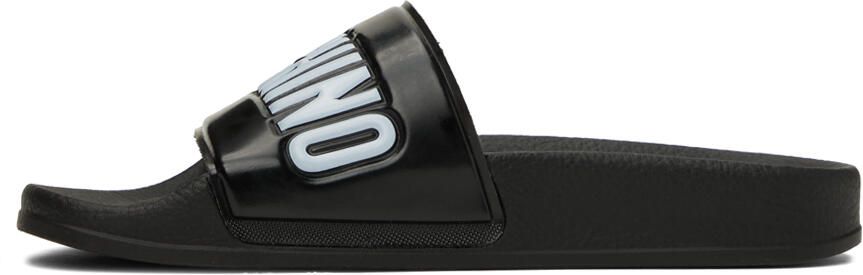 Moschino Black Embossed Slides - Picture 4
