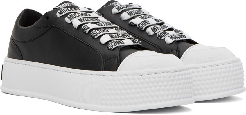 Moschino Black Faux-Leather Sneakers - Picture 2