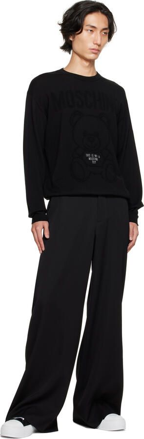 Moschino Black Faux-Leather Sneakers - Picture 4