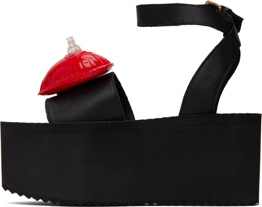 Moschino Black Inflatable Heart Sandals - Picture 3
