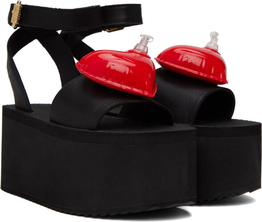 Moschino Black Inflatable Heart Sandals - Picture 2