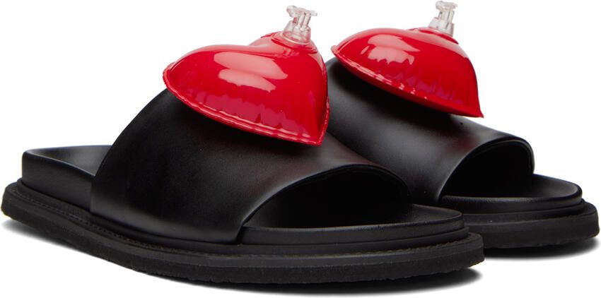 Moschino Black Inflatable Heart Slides - Picture 2