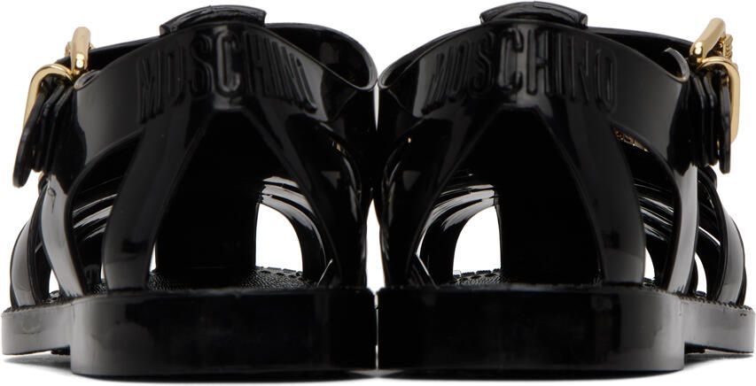 Moschino Black Jelly Lettering Sandals