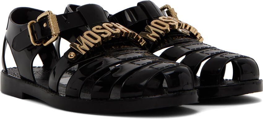 Moschino Black Jelly Lettering Sandals - Picture 2