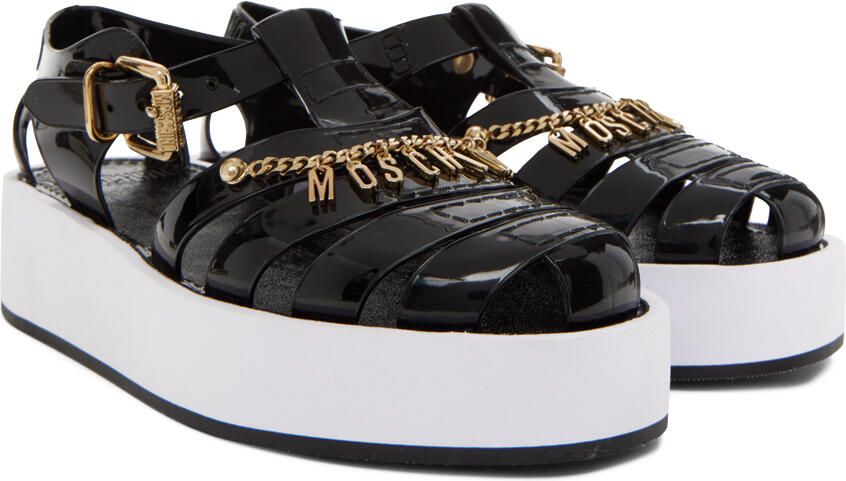 Moschino Black Jelly Sandals - Picture 2