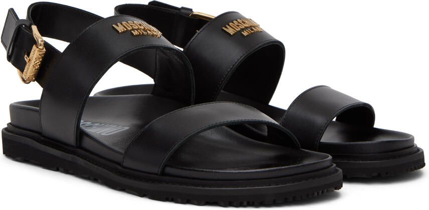 Moschino Black Leather Sandals - Picture 2