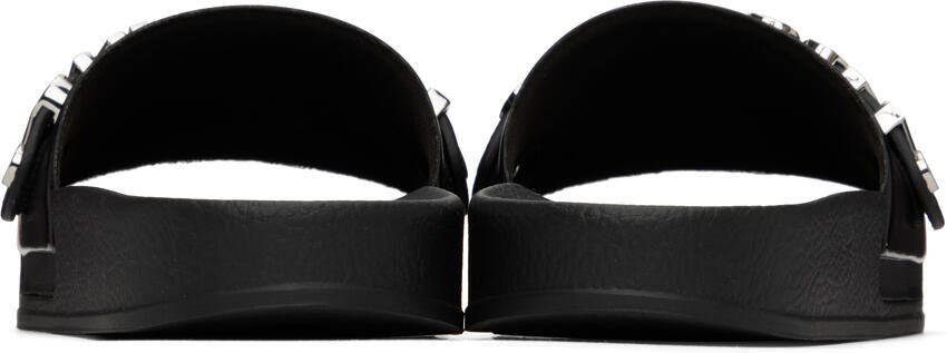 Moschino Black Lettering Slides - Picture 2