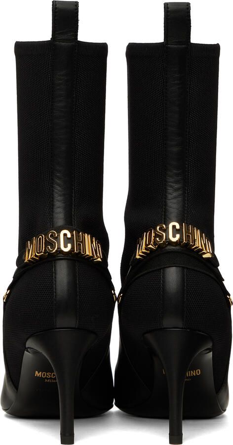 Moschino Black Logo Ankle Boots - Picture 3
