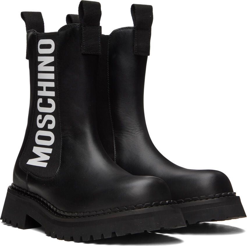 Moschino Black Logo Chelsea Boots