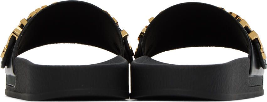 Moschino Black Logo Lettering Pool Slides