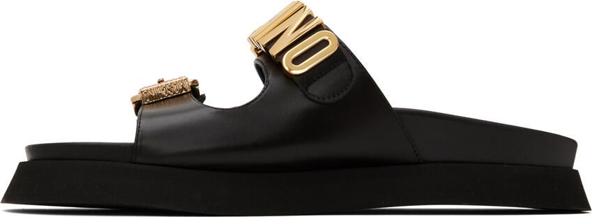 Moschino Black Logo Pin-Buckle Sandals - Picture 3