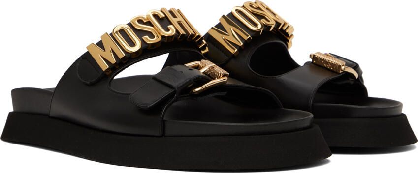 Moschino Black Logo Pin-Buckle Sandals - Picture 2
