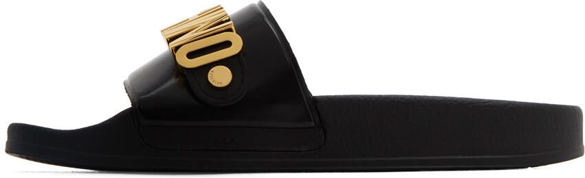Moschino Black Logo Slides - Picture 4