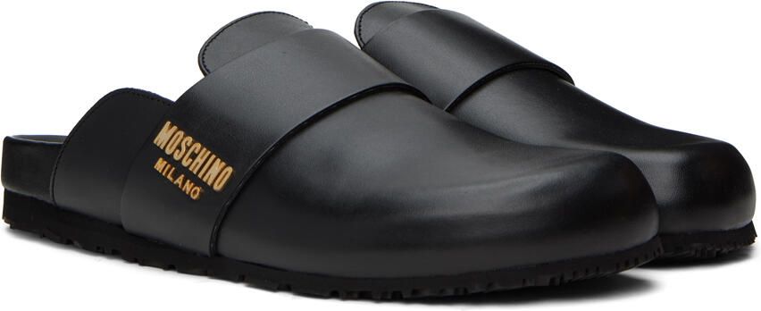 Moschino Black Metal Logo Slippers - Picture 2
