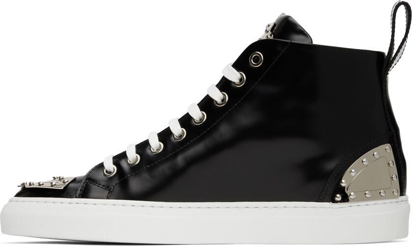 Moschino Black Metal Plaque Sneakers - Picture 2
