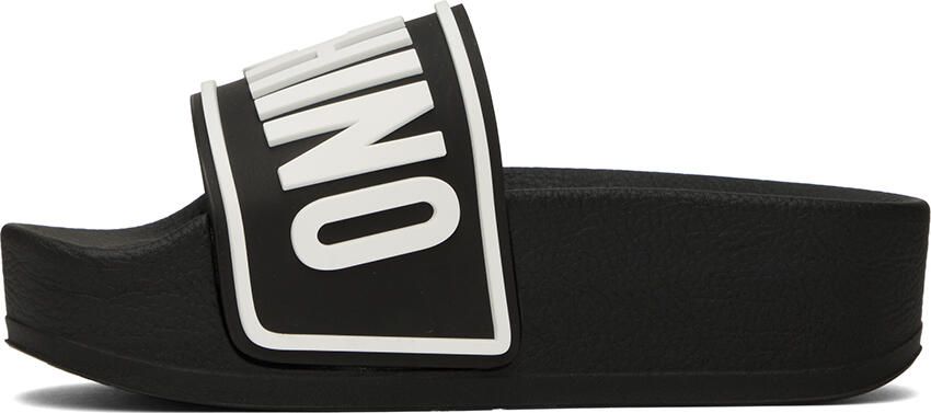 Moschino Black Platform Slides - Picture 3