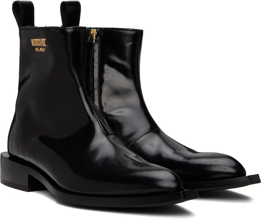 Moschino Black Pointed Toe Boots - Picture 2