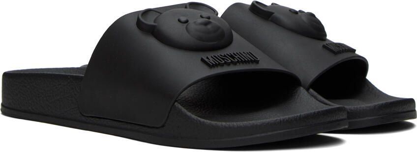 Moschino Black Pool Slides - Picture 2