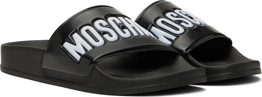 Moschino Black Pool Slides - Picture 2