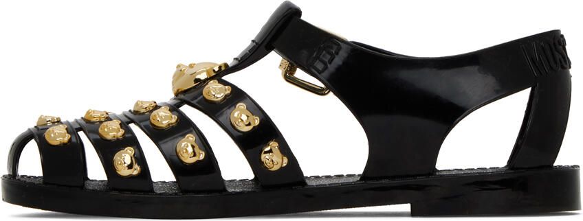 Moschino Black Teddy Studs Jelly Sandals - Picture 3
