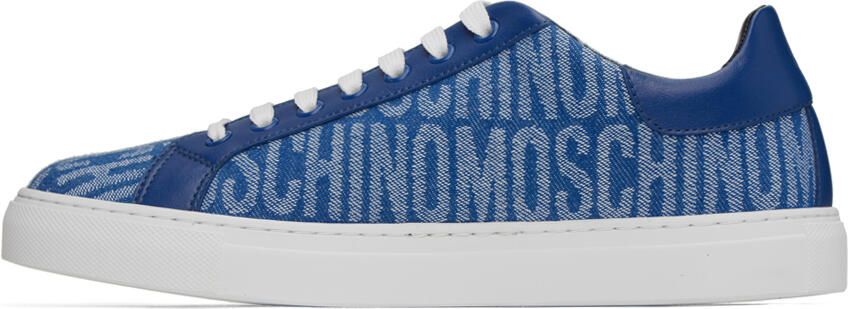 Moschino Blue All-Over Logo Denim Sneakers - Picture 3