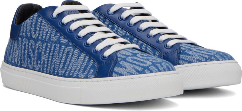 Moschino Blue All-Over Logo Denim Sneakers - Picture 2