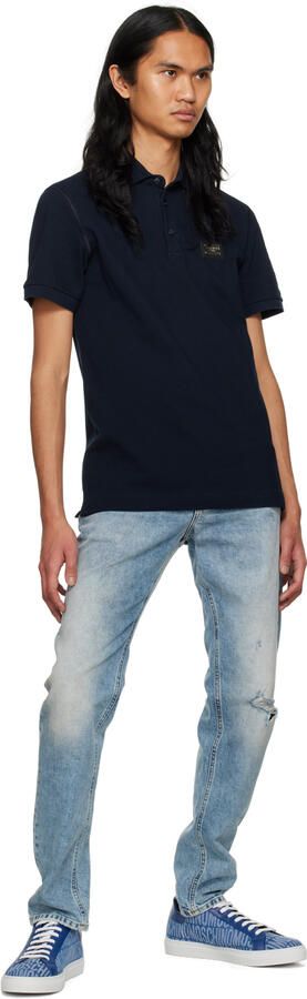 Moschino Blue All-Over Logo Denim Sneakers - Picture 4