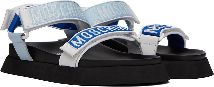 Moschino Blue Jacquard Logo Sandals - Picture 2