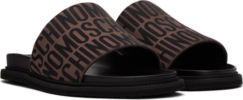 Moschino Brown & Black Jacquard Logo Sandals - Picture 2