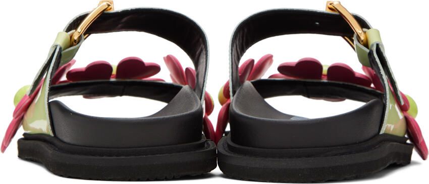 Moschino Green Heart Flowers Sandals