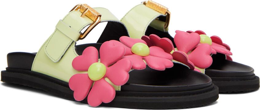 Moschino Green Heart Flowers Sandals - Picture 2