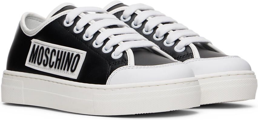 Moschino Kids Black & White Paneled Sneakers - Picture 2