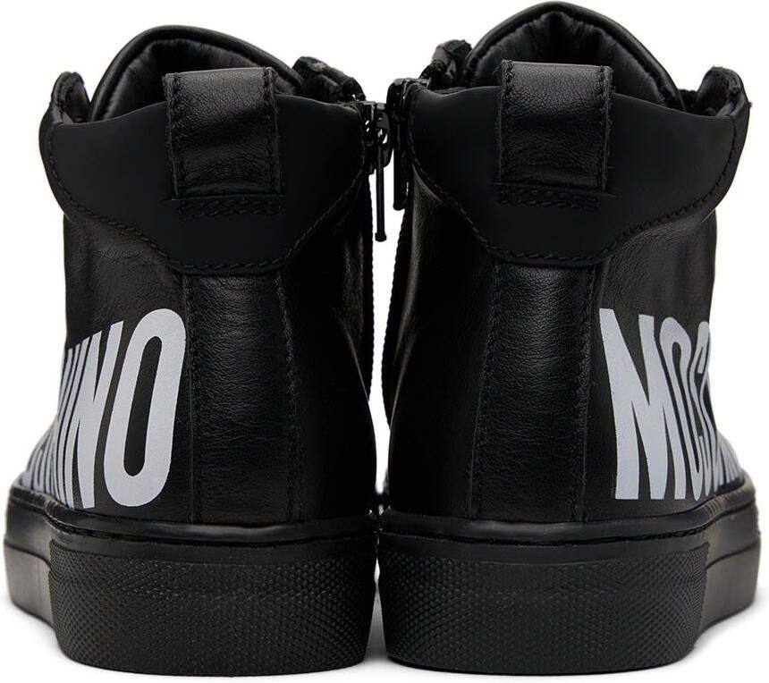 Moschino Kids Black Leather High Sneakers