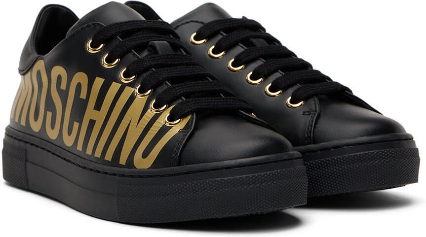 Moschino Kids Black Leather Sneakers - Picture 2