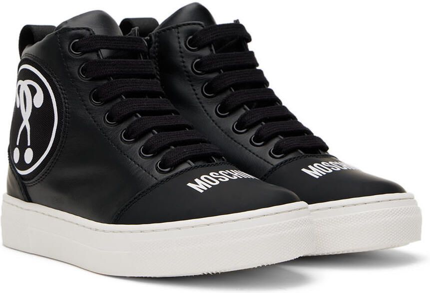 Moschino Kids Black Patch High Sneakers - Picture 2